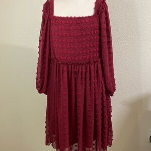 BTFBM‎ Burgundy Pom Pom Dress